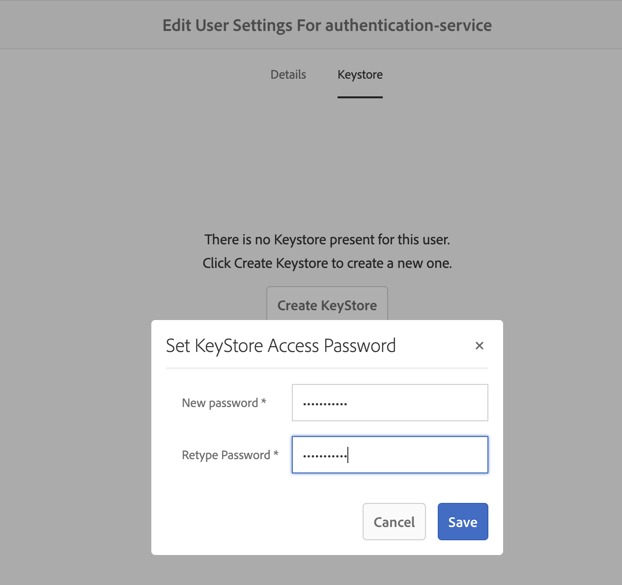 Create Keystore Password